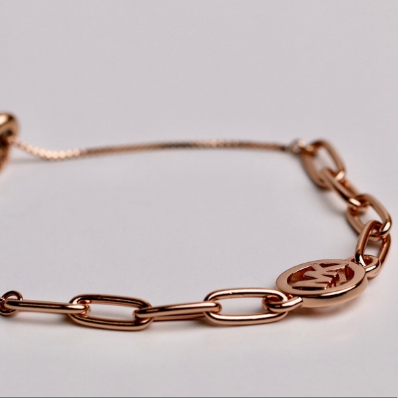 Michael Kors Rose Gold Tone Chain Link Logo Bracelet - Picture 7 of 7